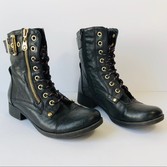 guess black lace up boots